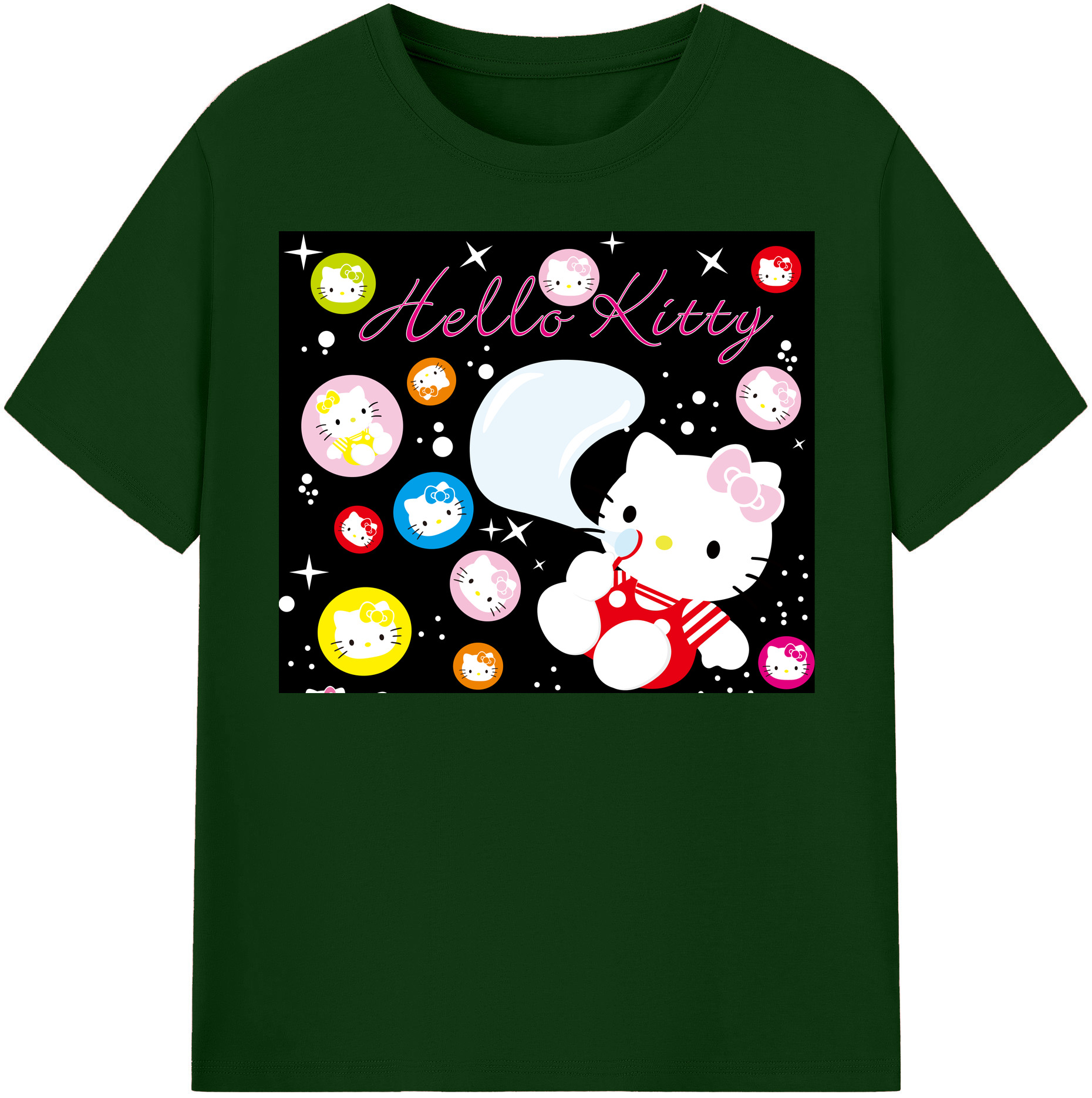 （画像用） Hello Kitty ハローキティ 綿100％半袖Tシャツ（フロントプリント）
